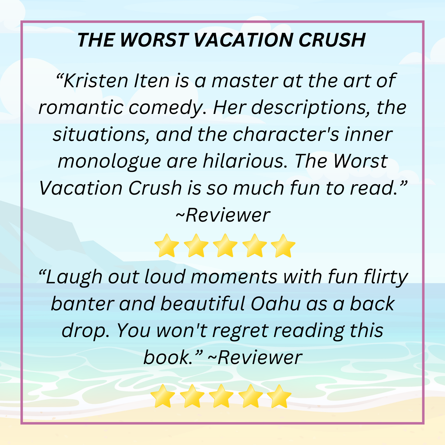 5 star reviews of Kristen Iten books