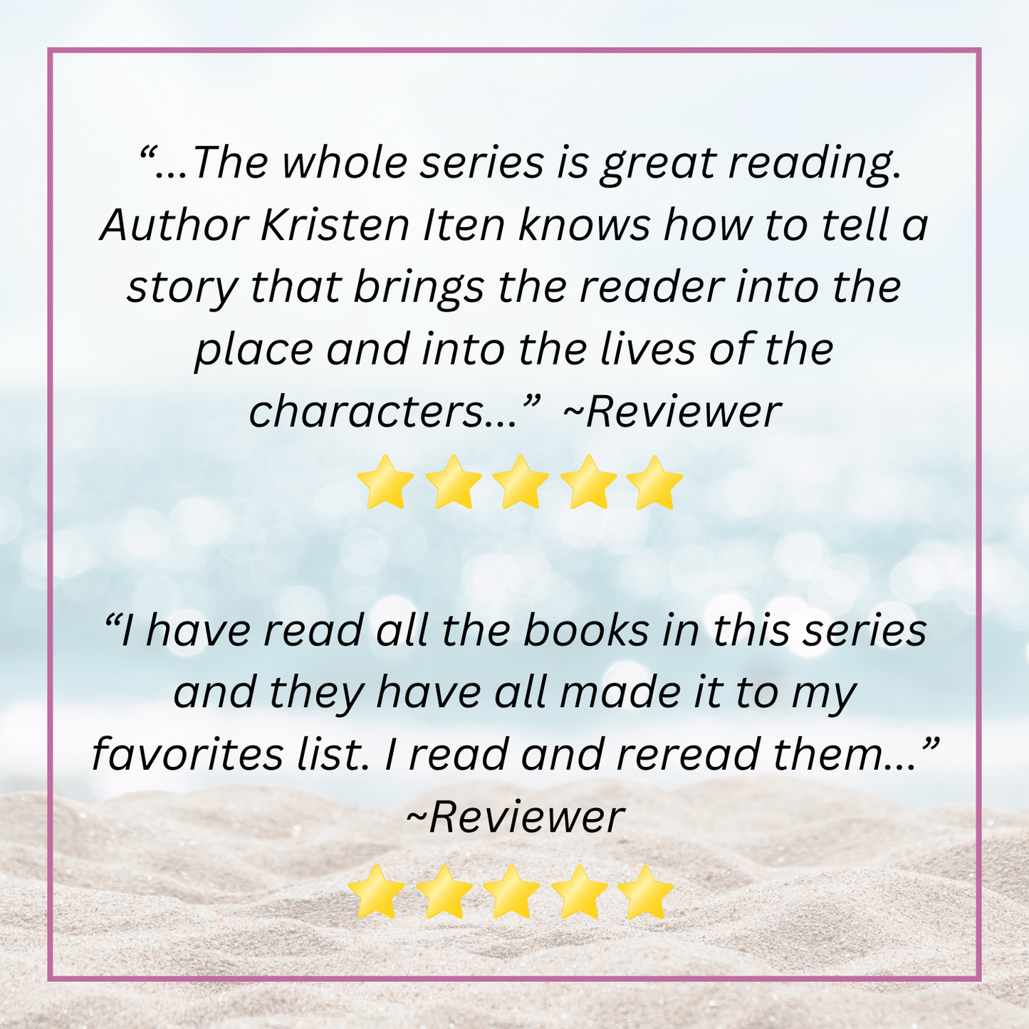 five star reviews of Kristen Iten's books
