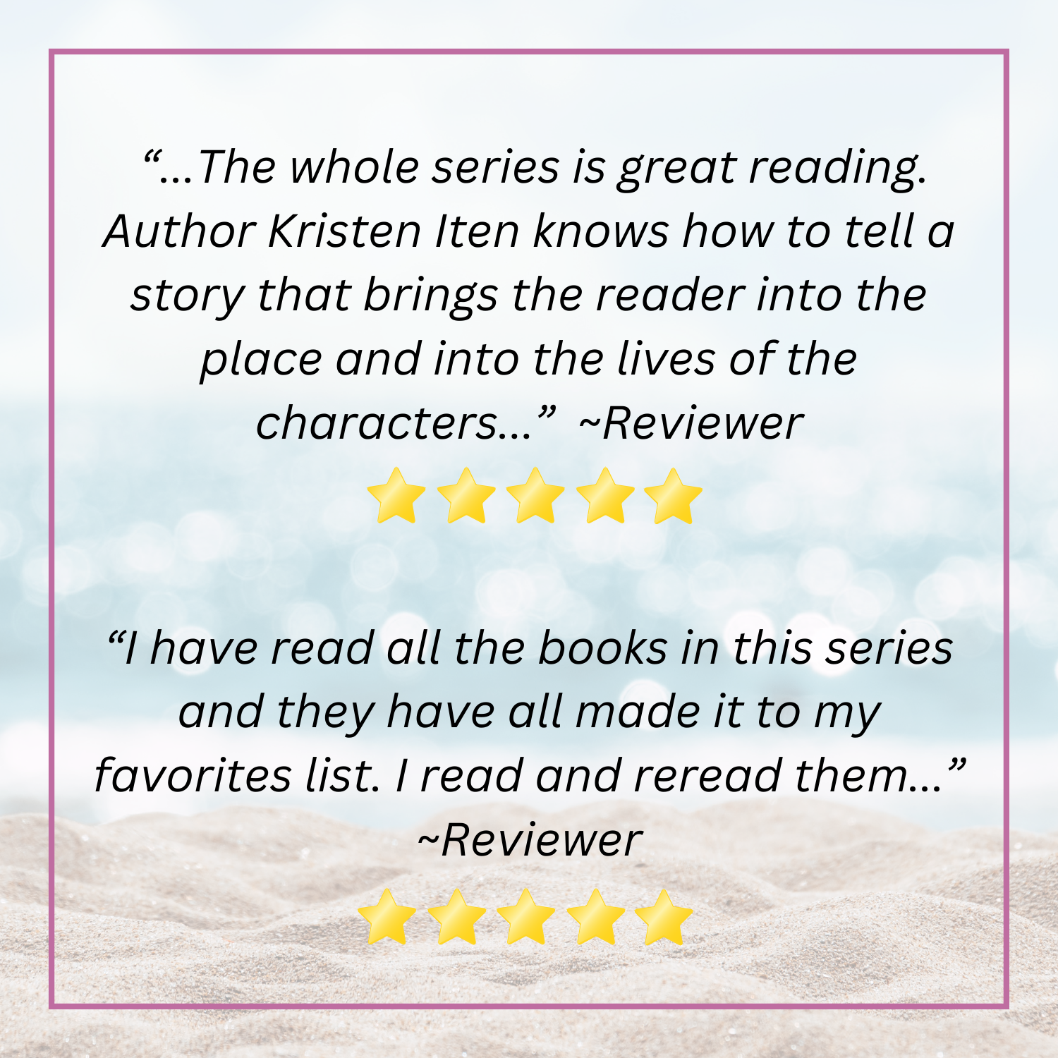 five star reviews of Kristen Iten's books